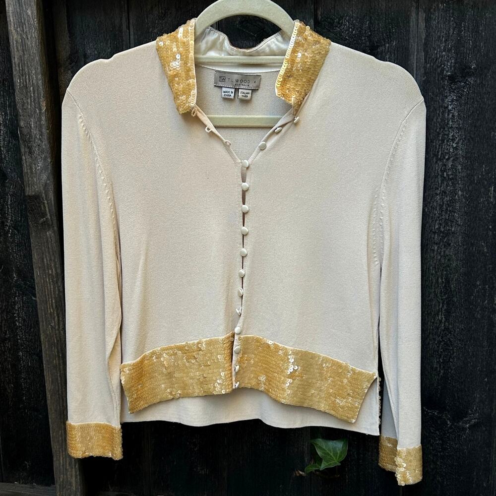 Rare T.L Wood Australia Vintage Sequined Sweater by , Sz 4.